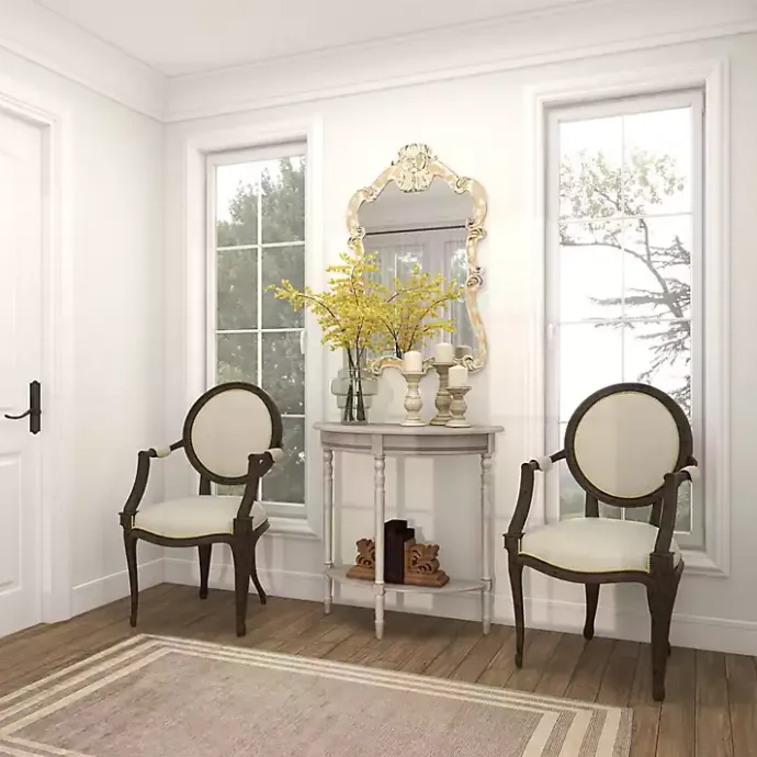 Sale Kirklands Home Whitewashed Wood Half Moon Console Table Brown