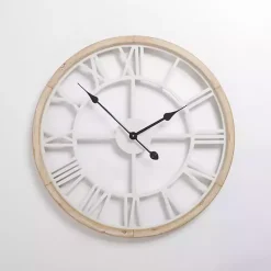 Sale Kirklands Home Whitewashed Wood Open Face Wall Clock