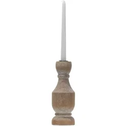 Clearance Kirklands Home Whitewashed Wood Taper Candle Holder, 9 in.