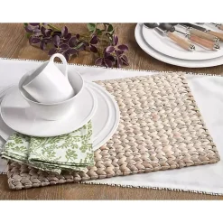 Sale Kirklands Home Whitewashed Woven Rattan Placemats, Set of 4