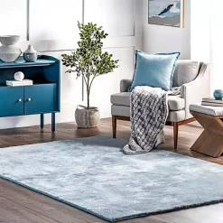 Sale Kirklands Home Whitlow Shag Washable Area Rug, 6x9 Blue