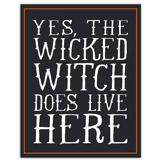 Online Kirklands Home Wicked Witch Lives Here Canvas Art Print Black