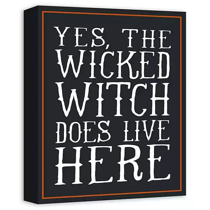 Online Kirklands Home Wicked Witch Lives Here Canvas Art Print Black
