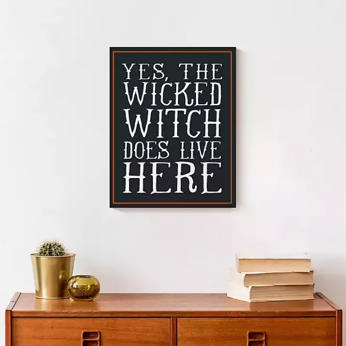 Online Kirklands Home Wicked Witch Lives Here Canvas Art Print Black