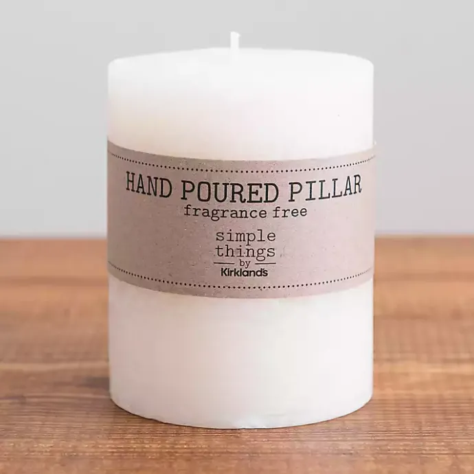 Hot Kirklands Home Wide Unscented Pillar Candle, 5 in. Ivory