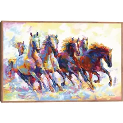 Kirklands Home Wild Horses Running Framed Canvas Art Print Multi