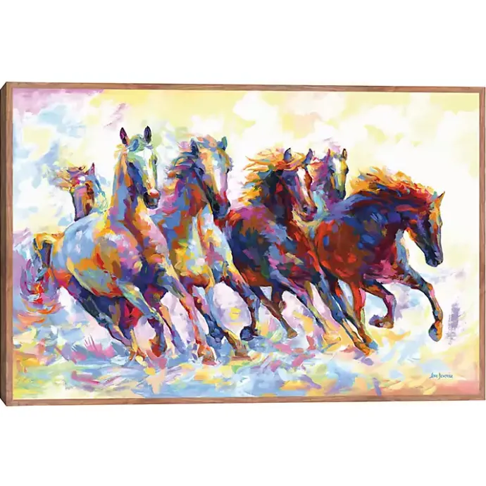 Kirklands Home Wild Horses Running Framed Canvas Art Print Multi