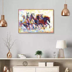 Kirklands Home Wild Horses Running Framed Canvas Art Print Multi