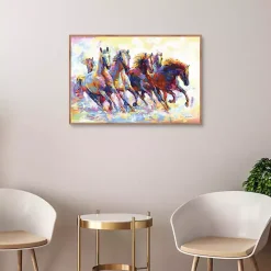 Kirklands Home Wild Horses Running Framed Canvas Art Print Multi