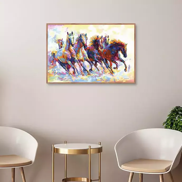 Kirklands Home Wild Horses Running Framed Canvas Art Print Multi