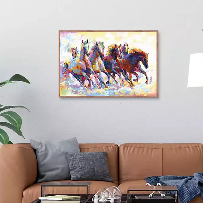Kirklands Home Wild Horses Running Framed Canvas Art Print Multi