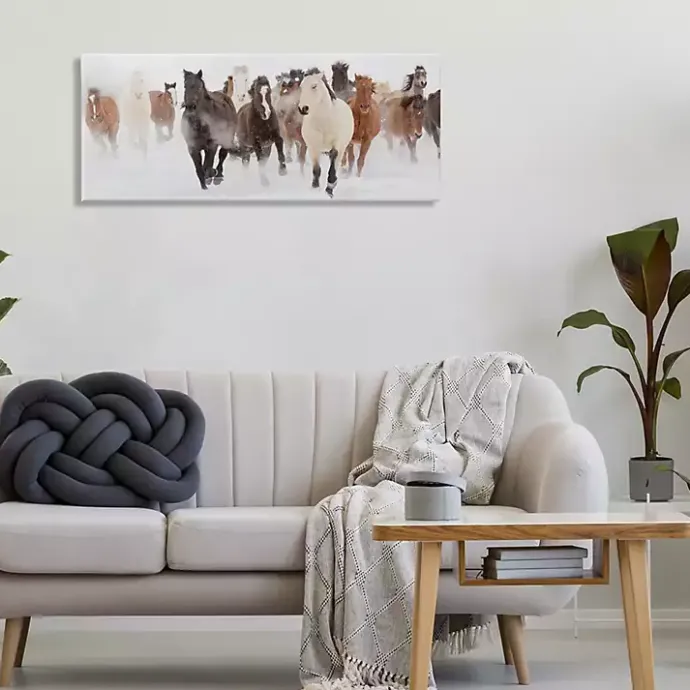 New Kirklands Home Wild Winter Horses Canvas Art Print, 40x17 in.