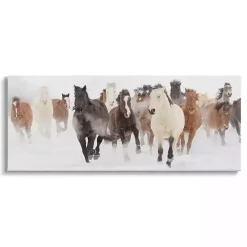New Kirklands Home Wild Winter Horses Canvas Art Print, 48x20 in.