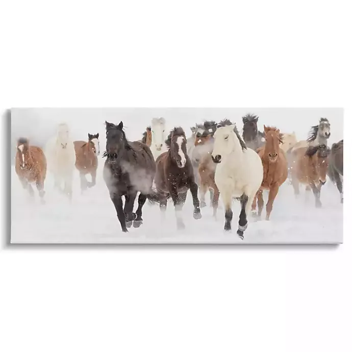 New Kirklands Home Wild Winter Horses Canvas Art Print, 48x20 in.