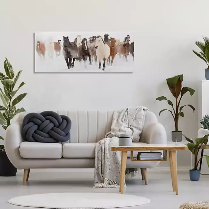 New Kirklands Home Wild Winter Horses Canvas Art Print, 48x20 in.