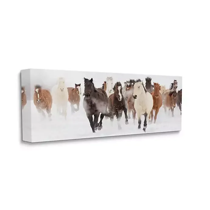 New Kirklands Home Wild Winter Horses Canvas Art Print, 48x20 in.