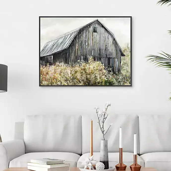Online Kirklands Home Wildflower Barn Framed Canvas Art Print, 40x30 in. Gray