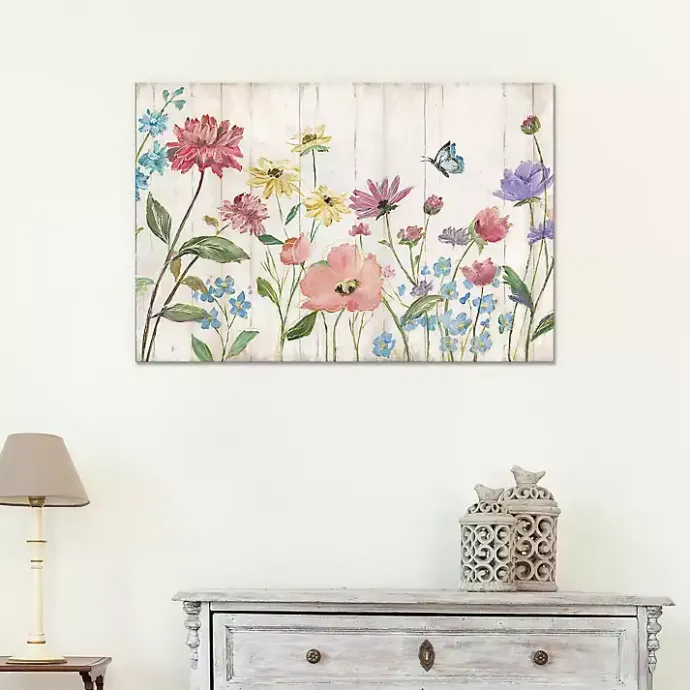 Outlet Kirklands Home Wildflower Flutter on Wood Canvas Art Print Multi