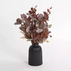 Online Kirklands Home Wine Seeded Eucalyptus Arrangement in Ribbed Vase