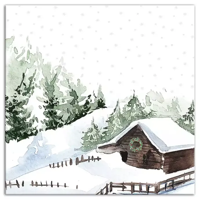Sale Kirklands Home Winter Cabin Canvas Art Print