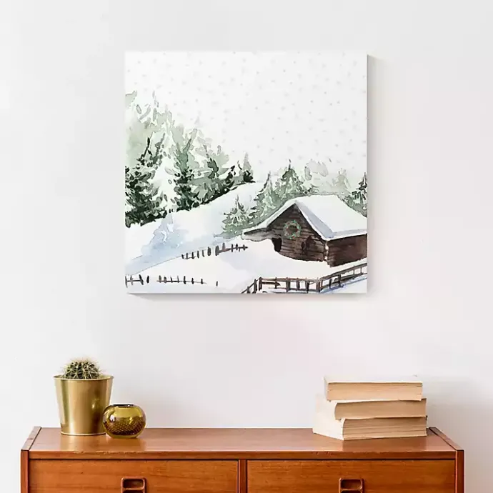 Sale Kirklands Home Winter Cabin Canvas Art Print