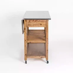 New Kirklands Home Wire Brush Sonoma Drop Leaf Kitchen Island Brown