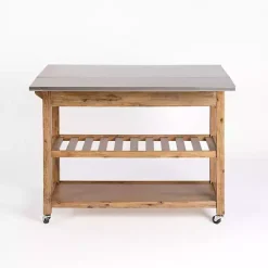 New Kirklands Home Wire Brush Sonoma Drop Leaf Kitchen Island Brown