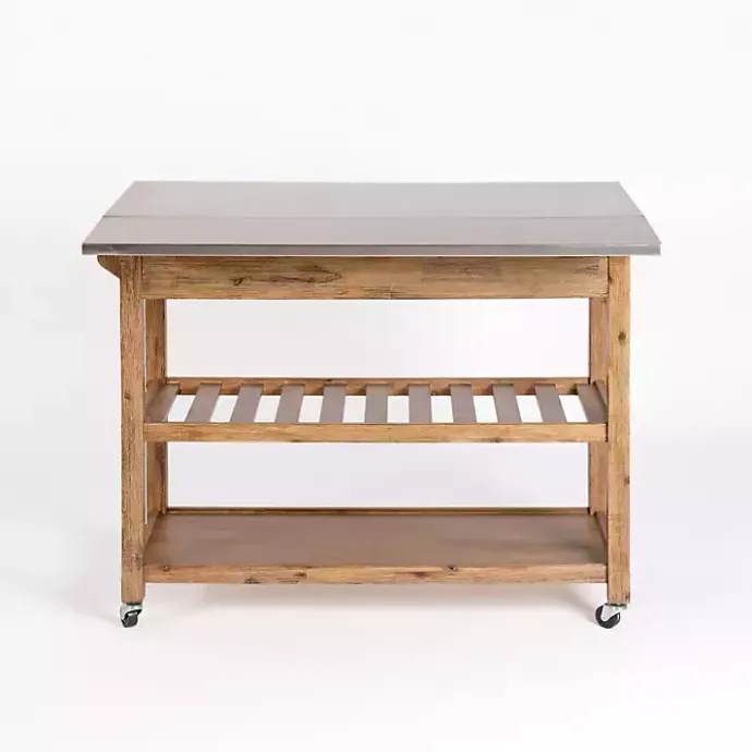 New Kirklands Home Wire Brush Sonoma Drop Leaf Kitchen Island Brown