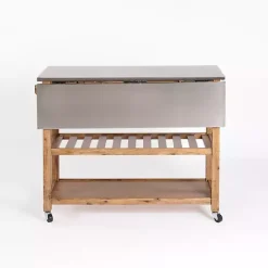 New Kirklands Home Wire Brush Sonoma Drop Leaf Kitchen Island Brown