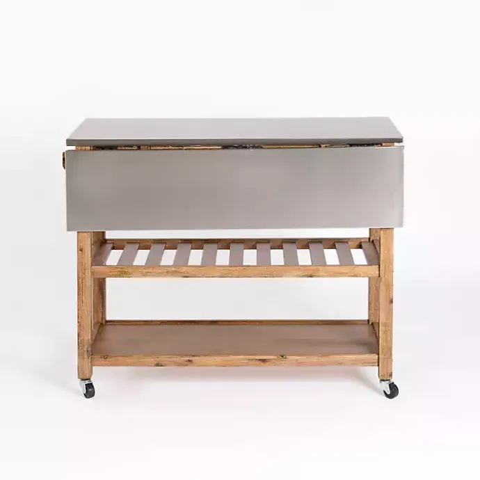 New Kirklands Home Wire Brush Sonoma Drop Leaf Kitchen Island Brown