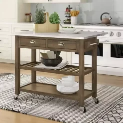 New Kirklands Home Wire Brush Sonoma Drop Leaf Kitchen Island Brown