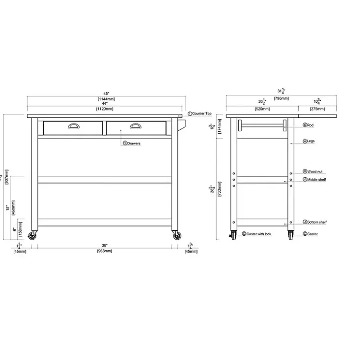 New Kirklands Home Wire Brush Sonoma Drop Leaf Kitchen Island Brown