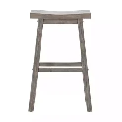 Kirklands Home Wire Brushed Saddle Wood Bar Stool Gray