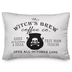 Discount Kirklands Home Witch's Brew Coffee Co Halloween Pillow White