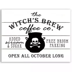 Hot Kirklands Home Witch's Brew Coffee Co Halloween Wall Plaque