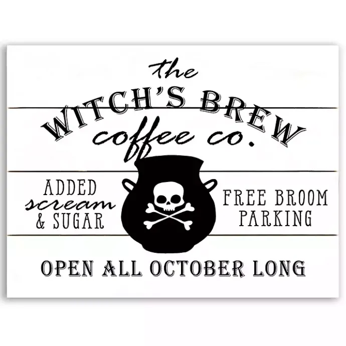 Hot Kirklands Home Witch's Brew Coffee Co Halloween Wall Plaque