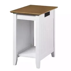 Kirklands Home Wood & Two-Tone Charging Open Accent Table White