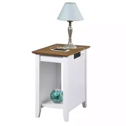 Kirklands Home Wood & Two-Tone Charging Open Accent Table White