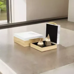 Kirklands Home Wood and Faux Marble Square Boxes, Set of 2