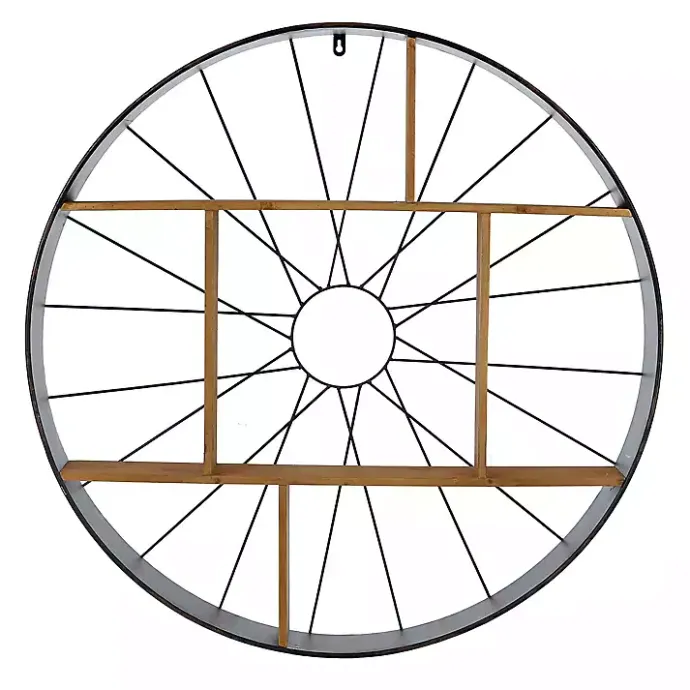 Clearance Kirklands Home Wood and Iron Bicycle Wheel Shelf