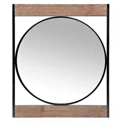 Sale Kirklands Home Wood and Metal Framed Round Industrial Mirror