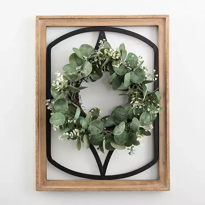Online Kirklands Home Wood and Metal Framed Wreath Wall Plaque