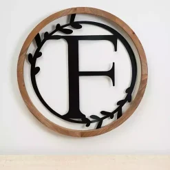 Online Kirklands Home Wood and Metal Laurel Monogram F Plaque