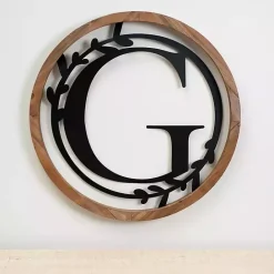 New Kirklands Home Wood and Metal Laurel Monogram G Plaque