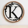 Sale Kirklands Home Wood and Metal Laurel Monogram K Plaque