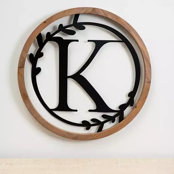 Sale Kirklands Home Wood and Metal Laurel Monogram K Plaque