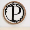 Clearance Kirklands Home Wood and Metal Laurel Monogram P Plaque