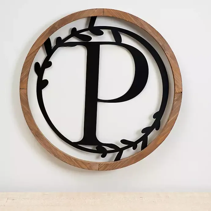 Clearance Kirklands Home Wood and Metal Laurel Monogram P Plaque
