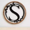Clearance Kirklands Home Wood and Metal Laurel Monogram S Plaque