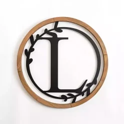 Kirklands Home Wood and Metal Laurel Monogram L Plaque